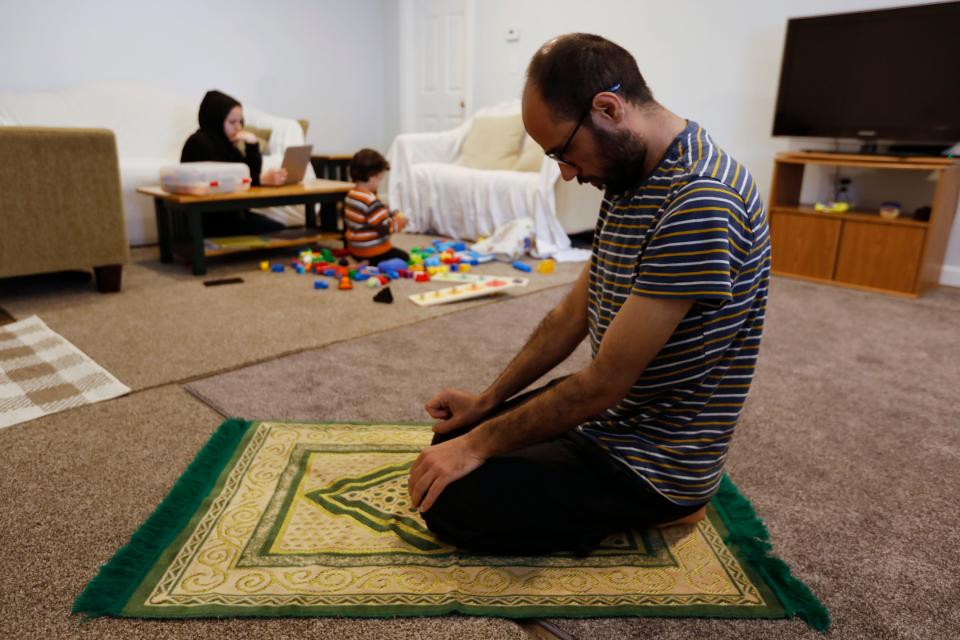 Afghanistan nationals Khalid Omar, his wife, Khalida Hakimi, and son, Ferdous Omar, 2, have been living in New Bedford since February.