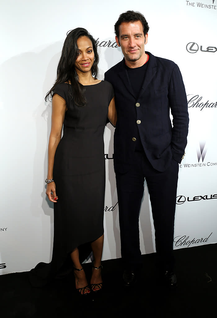Zoe Saldana and Clive Owen attend The Weinstein Company Party in Cannes hosted by Lexus and Chopard at Baoli Beach on May 19, 2013 in Cannes, France.