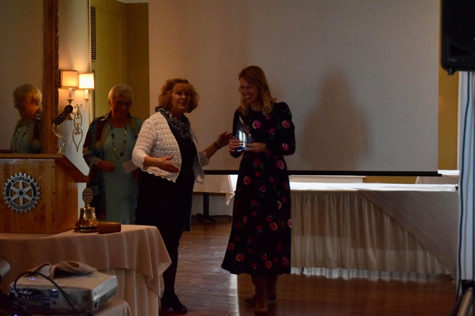 Rotary Club of Petoskey's 2022 Teacher of the Year Sarah Jonker accepted her award at the club's weekly meeting on Wednesday, May 18.