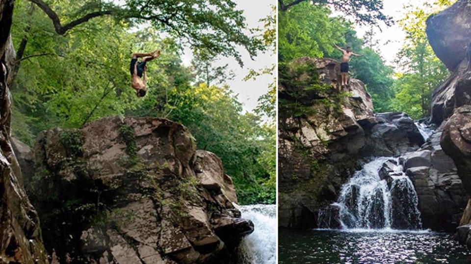 People jumping from Fawns Leap in the Catskill Mountains of New York