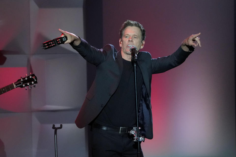 NEW YORK, NEW YORK - JUNE 13: Kevin Bacon, of The Bacon Brothers, performs onstage during the 2024 Songwriters Hall of Fame Induction and Awards Gala at New York Marriott Marquis Hotel on June 13, 2024 in New York City. (Photo by Bennett Raglin/Getty Images  for Songwriters Hall Of Fame)