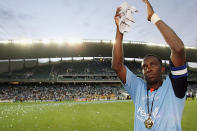 The A-League's first major signing, Dwight Yorke, was in Sydney FC's inaugural squad and a key member in their charge to win the first title in the new league's history. Yorke was so influential he attracted the attention of Premier League club Sunderland.