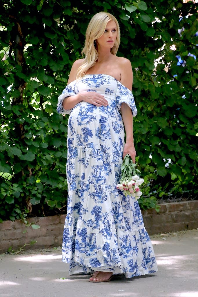 Nicky Hilton poses for a pregnancy photoshoot in the SoHo neighborhood of New York City on May 25, 2022. - Credit: AbacaPress / SplashNews.com