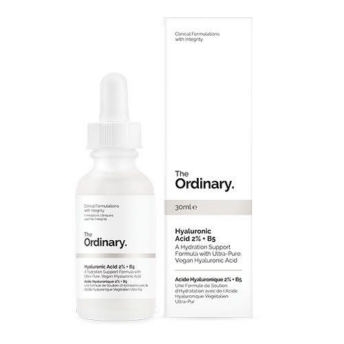 <p>The downside to The Ordinary is that you need a PhD in skincare to understand what any of the products do. The upside is that this is the best budget skincare range on the market, with ingredients that work and no false promises. If you can get your hands on this (it's often sold out), it's the most affordable hyaluronic acid serum on the market. </p><p><a class="link " href="https://www.feelunique.com/p/The-Ordinary-Hyaluronic-Acid-2-B5-30ml" rel="nofollow noopener" target="_blank" data-ylk="slk:Buy now;elm:context_link;itc:0;sec:content-canvas">Buy now</a> FeelUnique.com, £5.90</p>