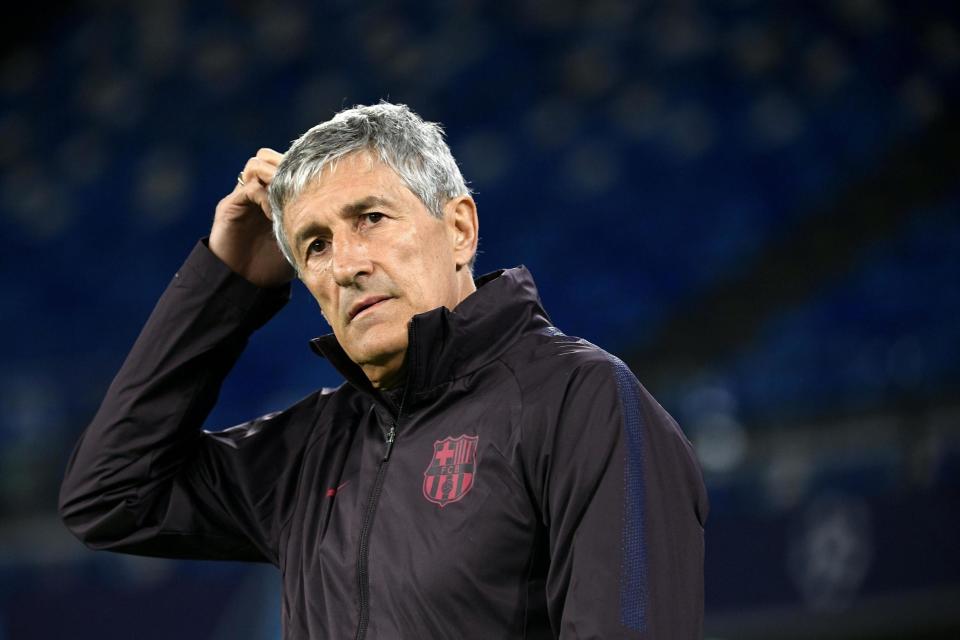 Quique Setien is also making his coaching debut in Europe's premier club competition (AFP via Getty Images)