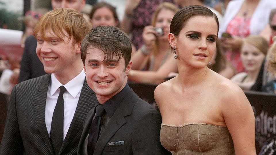 Daniel with his 'Harry Potter' castmates. Source: Getty