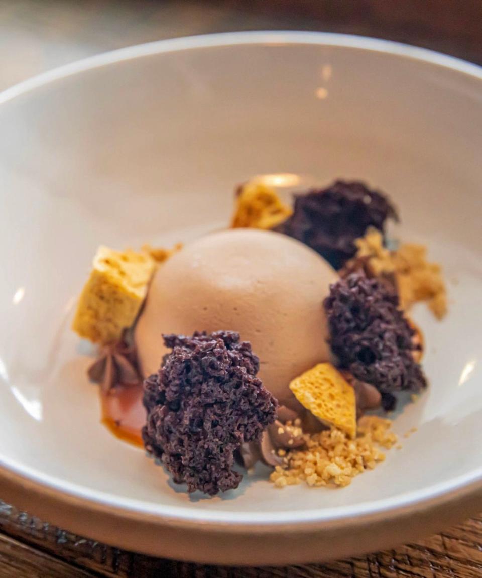 Emilee Viaud’s chocolate peanut butter frozen mousse, which is served at Pavilion