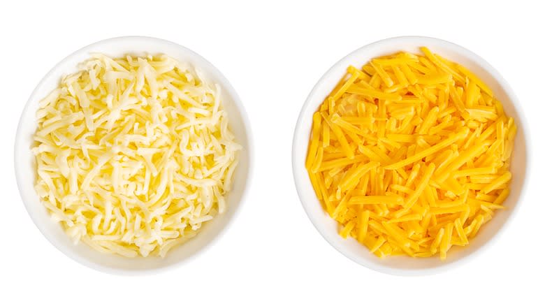white and yellow cheddar grated