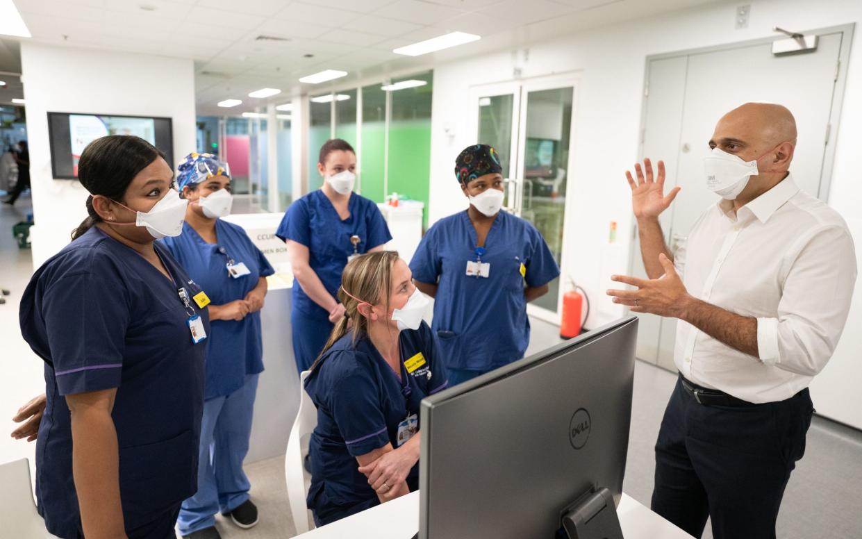 Sajid Javid at a hospital