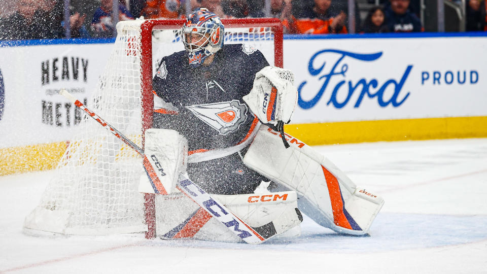 Stuart Skinner has been the Oilers' top goalie this season. (Photo by Curtis Comeau/Icon Sportswire via Getty Images)