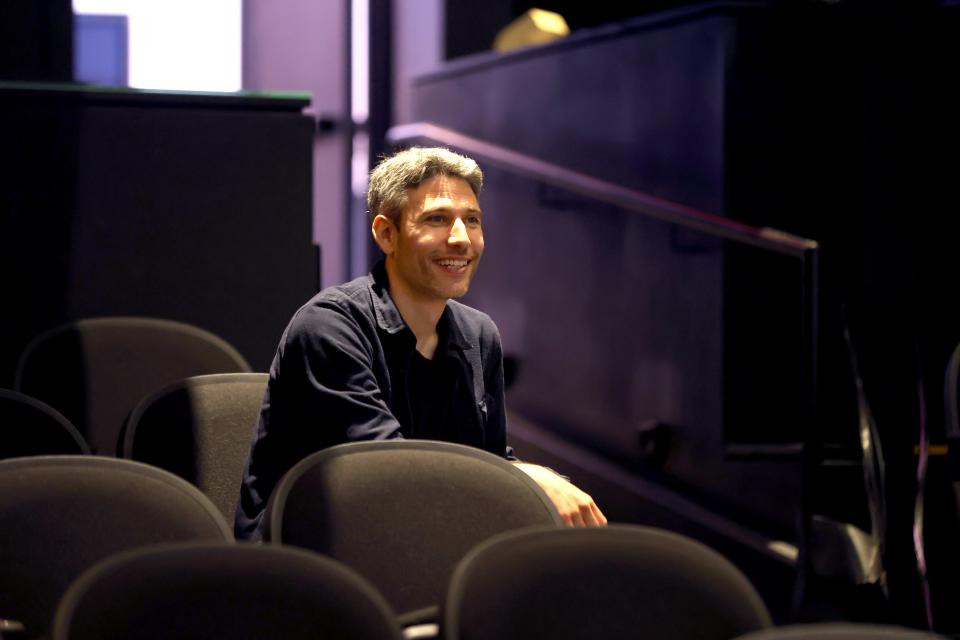 Playwright Martin Storrow watches the March 7 rehearsal for "King of Pangaea" at Lyric Theatre in Oklahoma City.