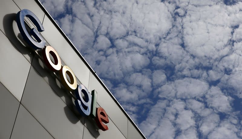 Logo of Google is seen at an office building in Zurich