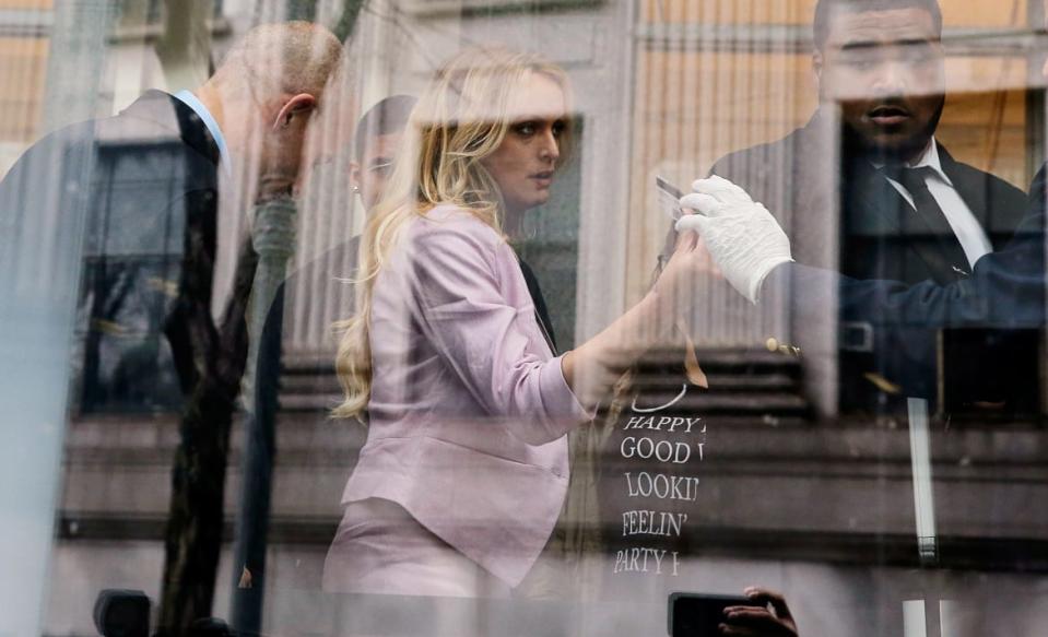 Stormy Daniels enters federal court in New York City.