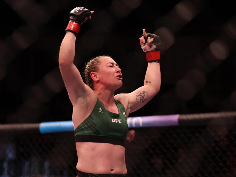 Molly McCann celebrates her first-round finish of Hannah Goldy (Action Images via Reuters)