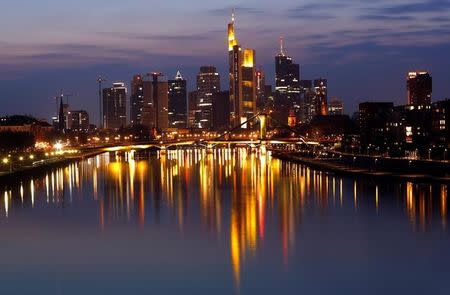 The Frankfurt skyline with its financial district is photographed on early evening in Frankfurt, Germany, March 25, 2018. REUTERS/Kai Pfaffenbach