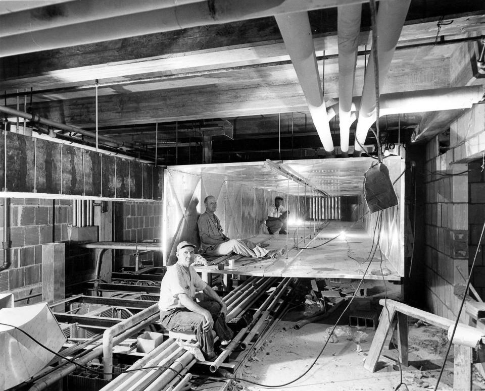 Photos of a White House gut renovation ductwork july 1951