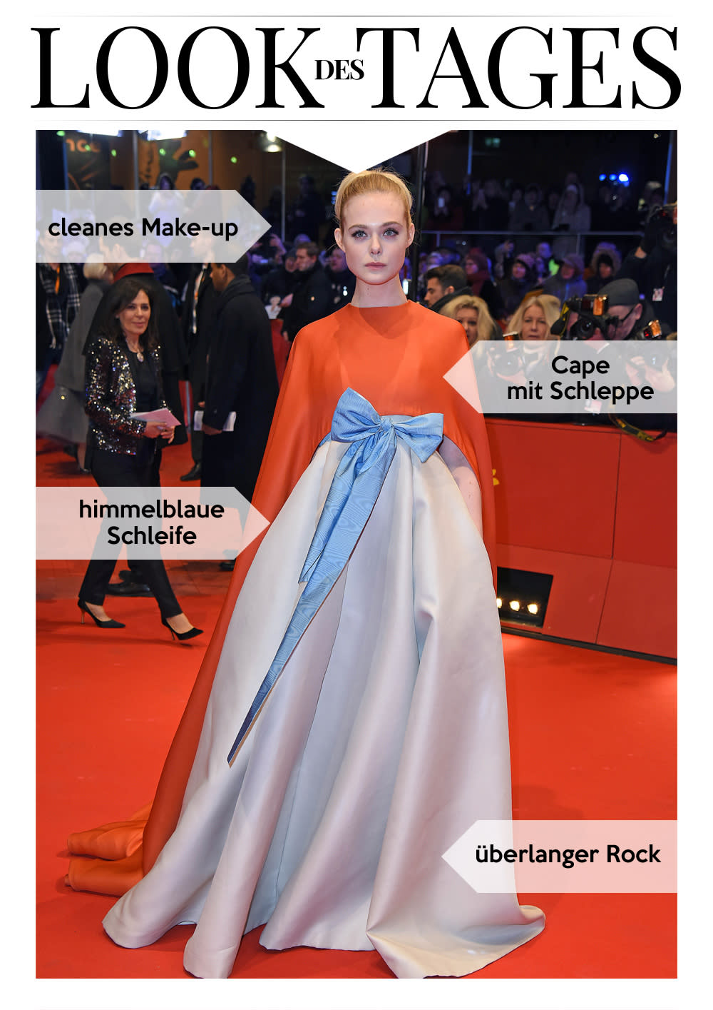 US-Schauspielerin Elle Fanning führte bei der Eröffnung der Berlinale einen märchenhaften Look vor. (Bild: Wenn)