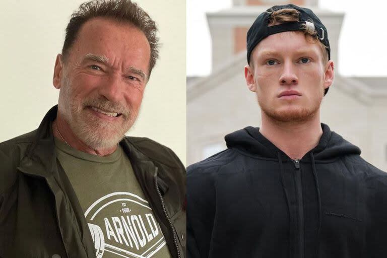 Arnold Schwarzenegger y Anton Ratushnyi: el joven de 19 años se colocó por encima del reconocido actor (Foto Instagram @schwarzenegger /@anton_swl)