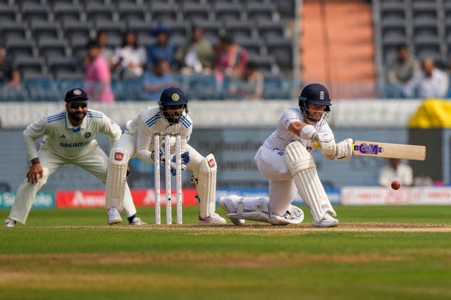 Ben Duckett on the sweep on day one in Hyderabad.