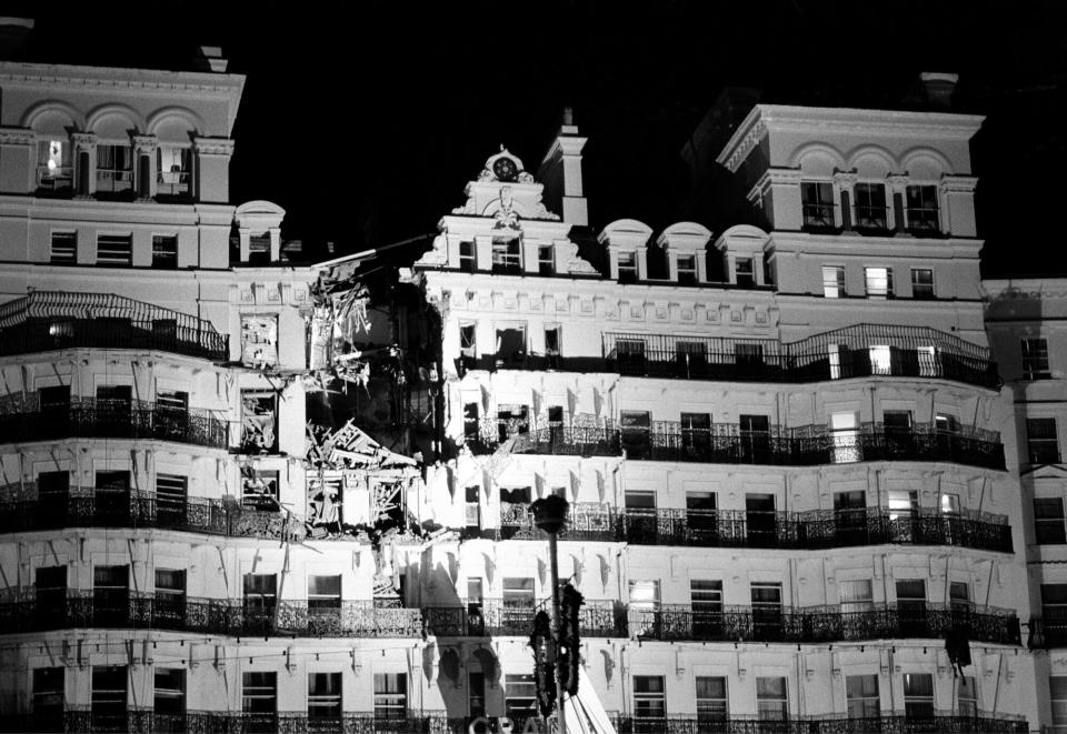 The Grand Hotel in Brighton, after a bomb attack by the IRA, 12th October 1984. British Prime Minister Margaret Thatcher and many other politicians were staying at the hotel during the Conservative Party conference, but most were unharmed.