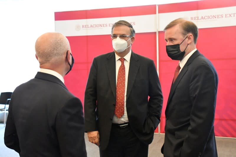 Mexican Foreign Minister Marcelo Ebrard meets U.S. Homeland Security Secretary Alejandro Mayorkas and U.S. national security adviser Jake Sullivan in Mexico City