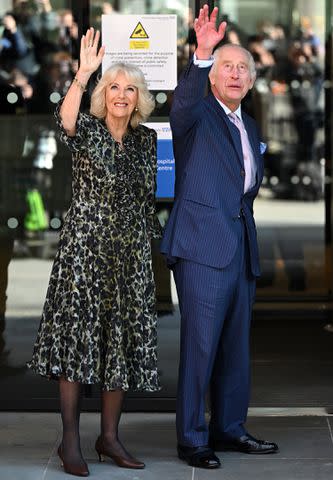 <p>Samir Hussein/WireImage</p> Queen Camilla and King Charles visit the University College Hospital Macmillan Cancer Centre on April 30, 2024