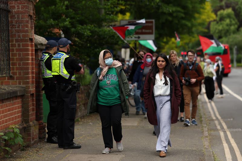 Students protest in support of Palestinians in Gaza at Oxford University