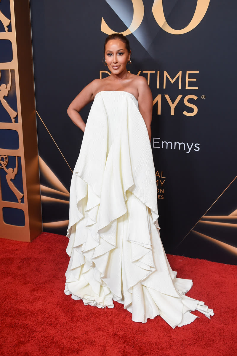 Adrienne Bailon-Houghton, Cult Gaia gown, celebrity style, Daytime Emmy Awards 2023, Dec. 15, Los Angeles 