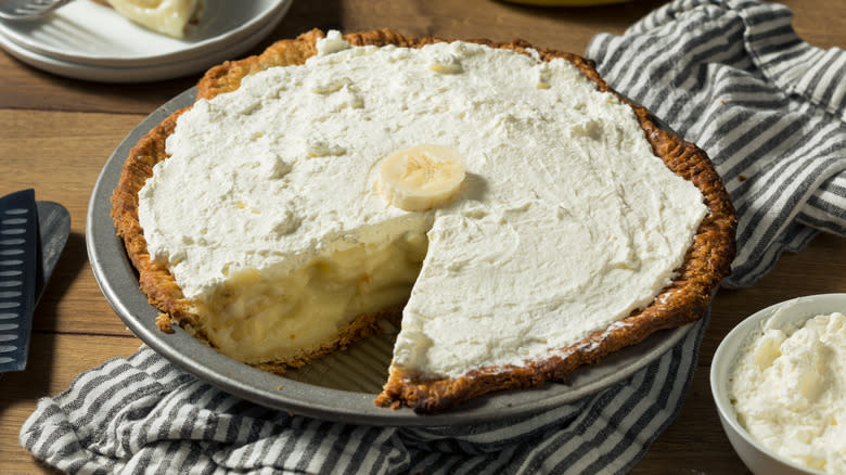 banana cream pie on a table