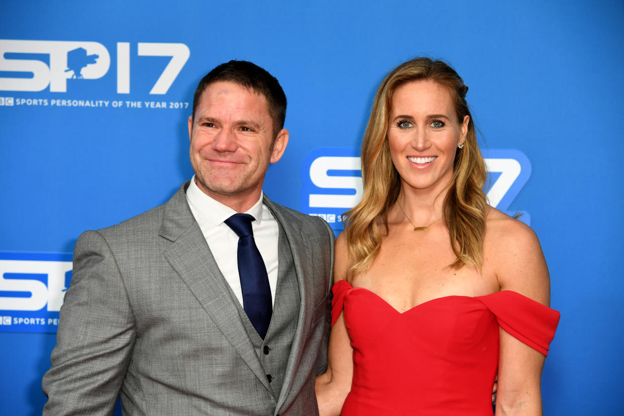 Steve Backshall and Helen Glover during the red carpet arrivals for BBC Sports Personality of the Year 2017 at the Liverpool Echo Arena.