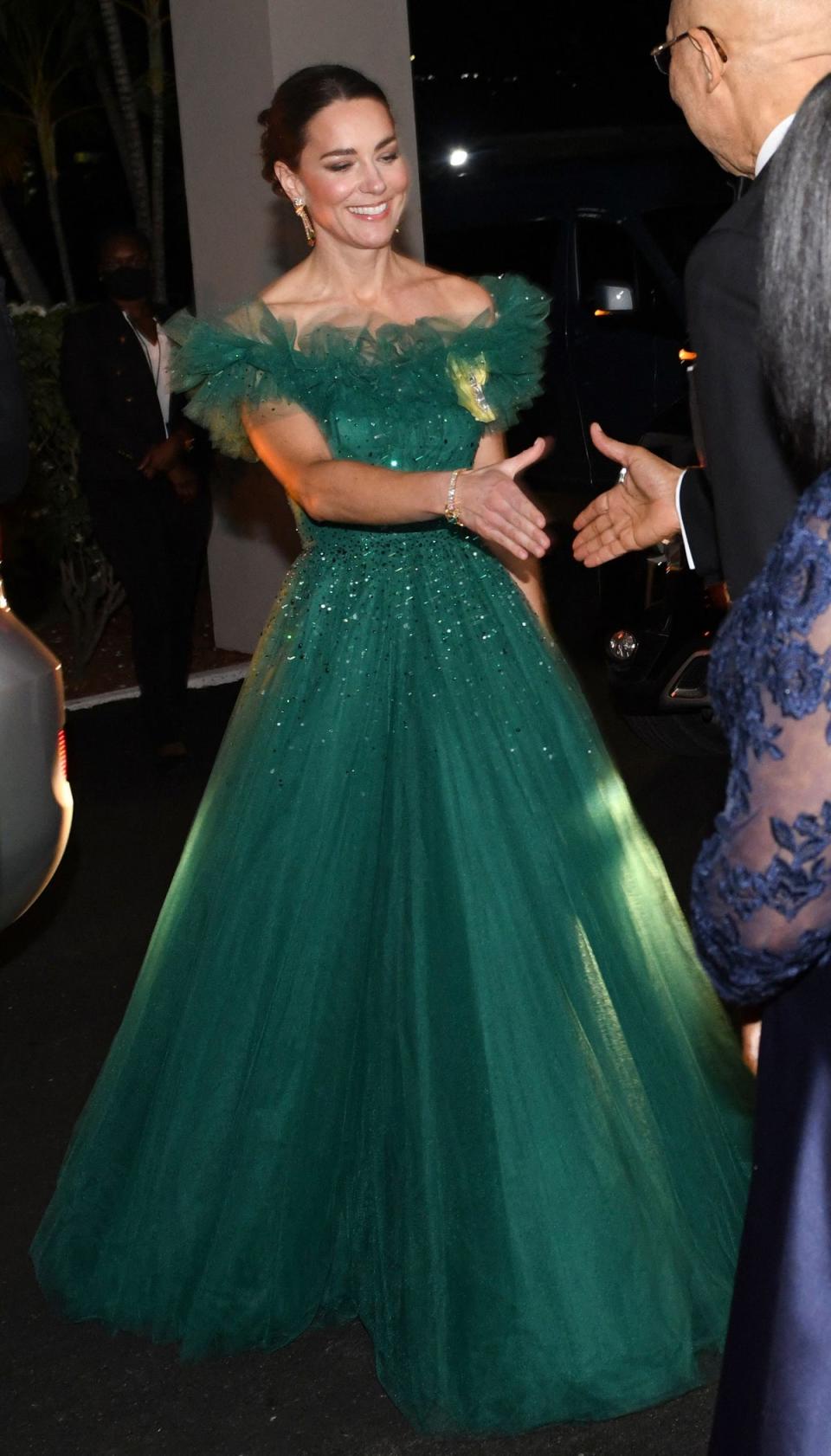 Attending a state dinner at Kings House in Kingston, Jamaica, 2022 (AFP via Getty Images)