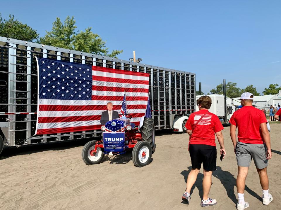 A half-dozen Republican presidential candidates gathered at the Story County Fairgrounds for the 4th Congressional District Presidential Tailgate and Straw Poll in the hopes of appealing to Iowa voters ahead of the Cy-Hawk game in Ames on Saturday, Sept. 9, 2023.