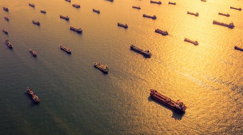 <span class="caption">Oil tankers at sea.</span> <span class="attribution"><a class="link " href="https://www.shutterstock.com/image-photo/aerial-view-oil-gas-petrochemical-tanker-1396953689" rel="nofollow noopener" target="_blank" data-ylk="slk:Avigator Fortuner/Shutterstock;elm:context_link;itc:0;sec:content-canvas">Avigator Fortuner/Shutterstock</a></span>