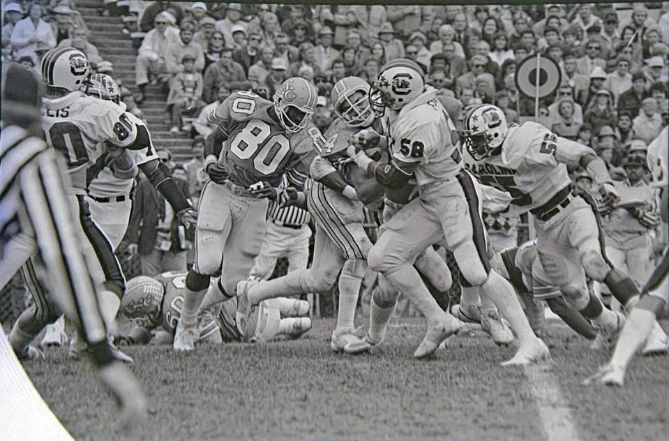 South Carolina defender JD Fuller (58) during the game against the UNC Tar Heels on Oct. 24, 1981.