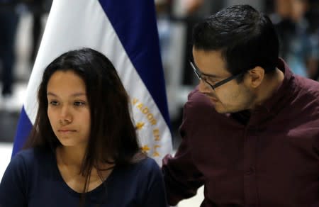 Tania Avalos arrives at Monsenor Oscar Arnulfo Romero International Airport in San Luis Talpa