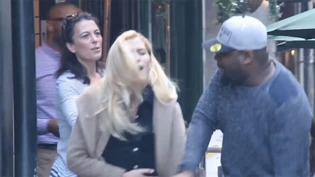 This is the shocking moment the actor punches the girlfriend in the face. Photo: Trollstation