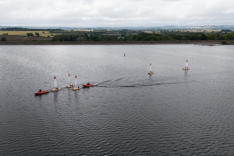 People sailing on a reservoir at Draycote Water in Rugby, Warwickshire. Picture date: Tuesday July 16, 2024. (Photo by Jacob King/PA Images via Getty Images)