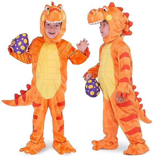 Spooktacular Creations Baby Orange T-Rex Costume with Toy Dinosaur Egg for Kids Halloween Dress up, Dinosaur Theme Party (18-24 Mos)