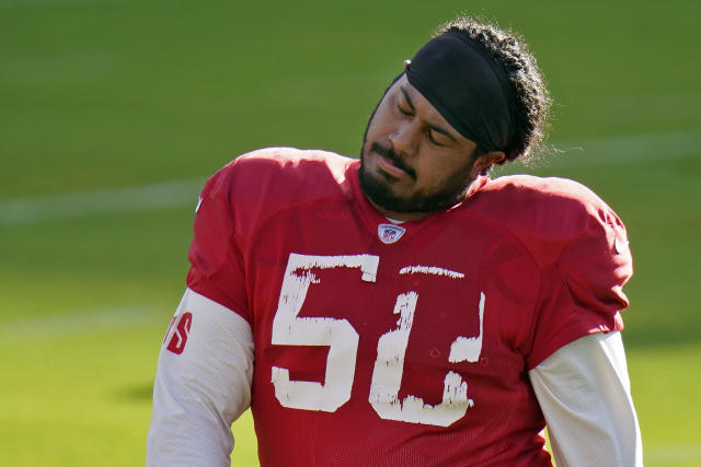 Tampa Bay Buccaneers defensive tackle Vita Vea (50) looks on