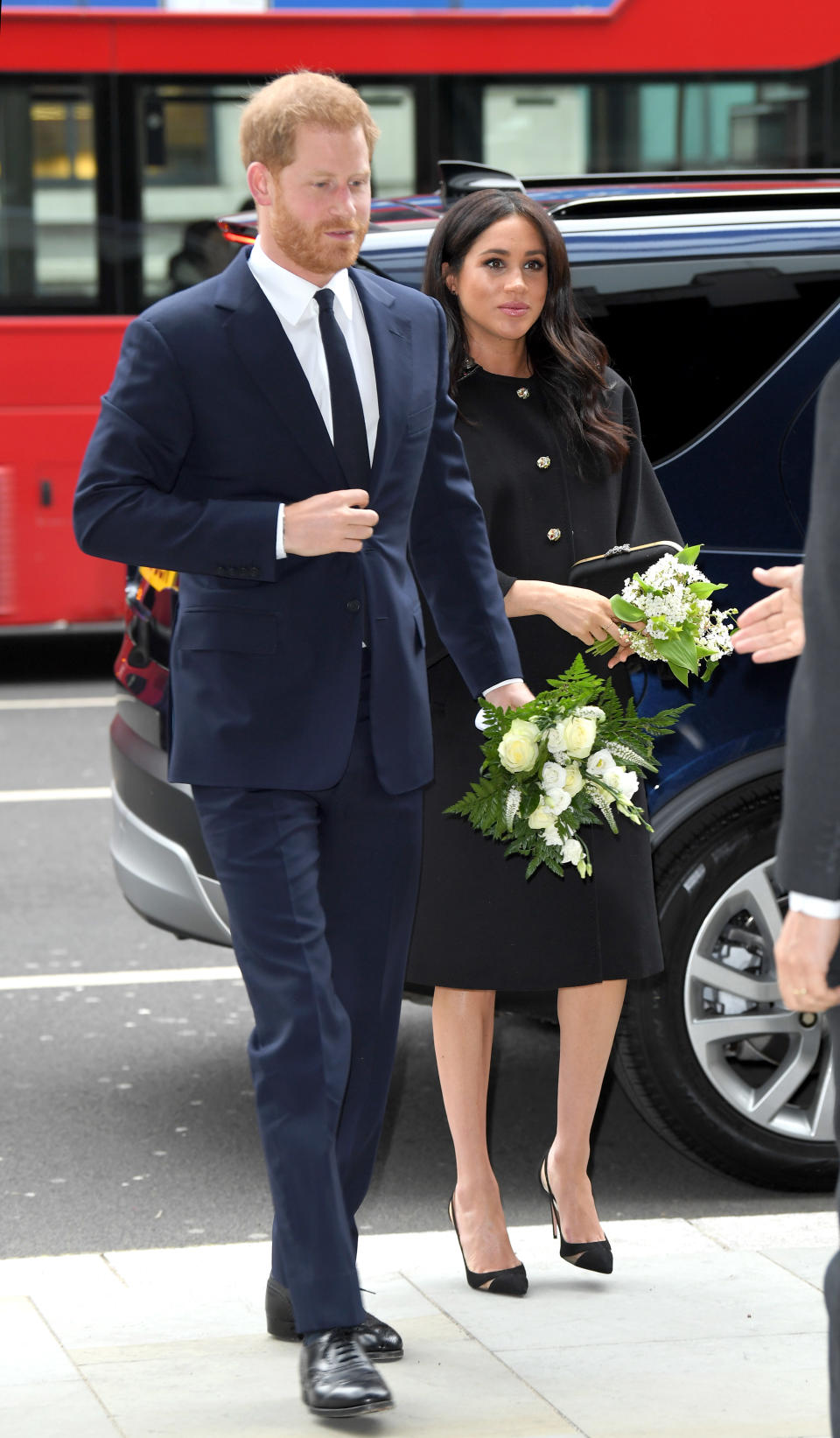 LONDON, ENGLAND – MARCH 19: Prince Harry, Duke of Sussex and Meghan, Duchess of Sussex arrive at New Zealand House to sign the book of condolence after the recent terror attack which saw at least 50 people killed at a Mosque in Christchurch on March 19, 2019 in London, England. (Photo by Karwai Tang/WireImage)