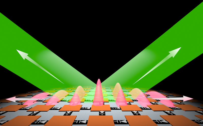 An illustration of how a 2D photonic time crystal boosts light waves.