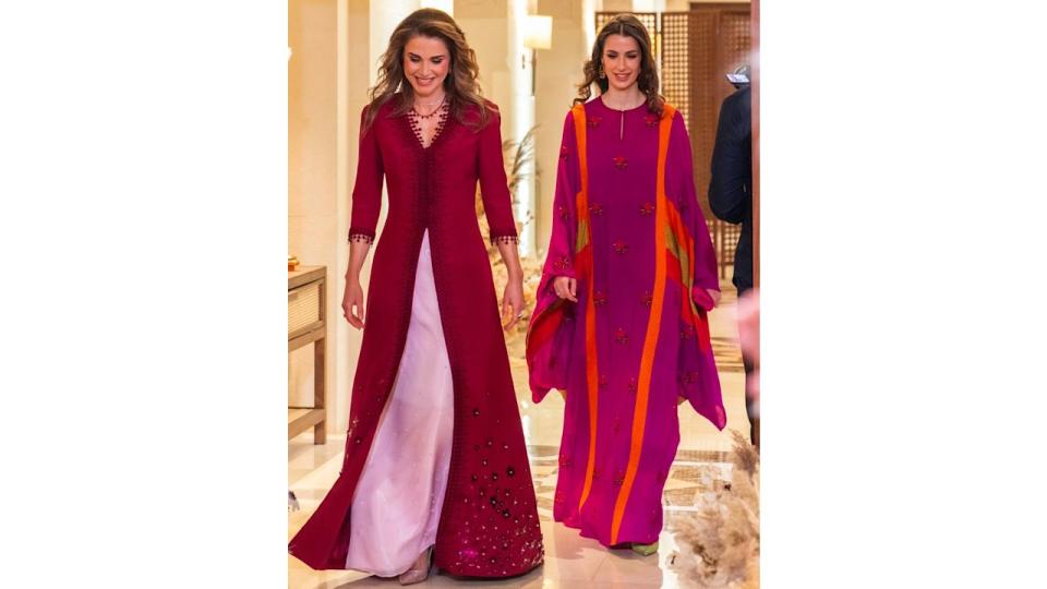 Queen Rania and Rajwa Al Saif attend her Henna party in March 2023 