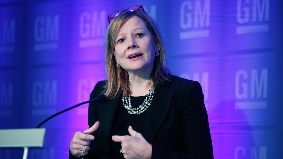 DETRIOT, MI - JUNE 9:  General Motors CEO Mary Barra holds a media briefing prior to the start of the 2015 GM Annual Meeting of Stockholders at GM world headquarters June 9, 2015 in Detroit, Michigan.