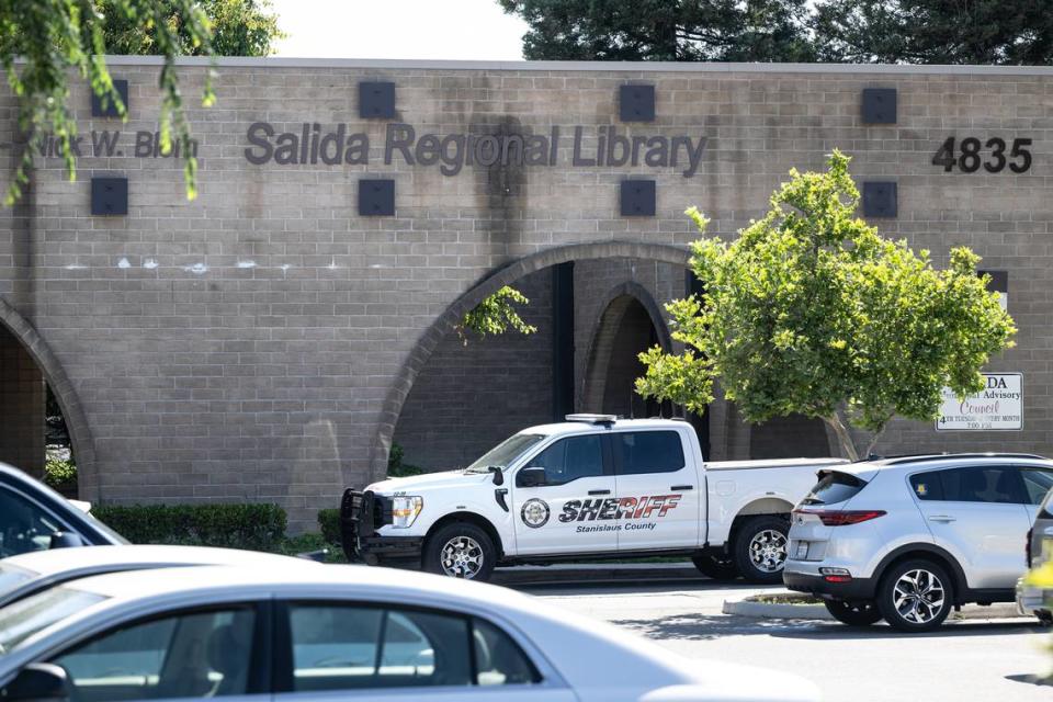 Stanislaus Sheriff’s deputies attended the Rainbow Story Time at the Stanislaus County Library in Salida, Calif., Thursday, June 15, 2023. Andy Alfaro/aalfaro@modbee.com