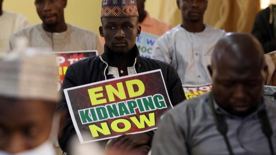 Supporters of the "Coalition of Northern Groups" (CNG) rally to urge authorities to rescue hundreds of abducted schoolboys, in northwestern state of Katsina, Nigeria on December 17, 2020