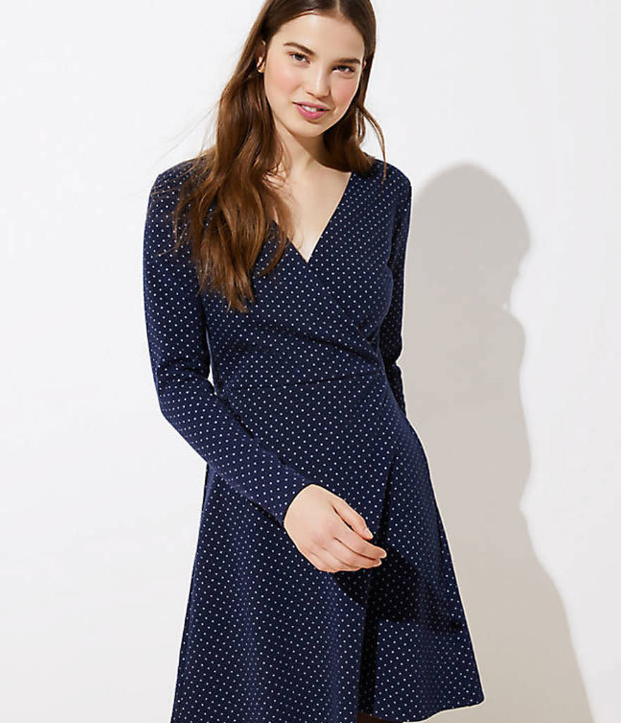 Loft Geo Jacquard Knit Wrap Dress (Photo: Loft) 