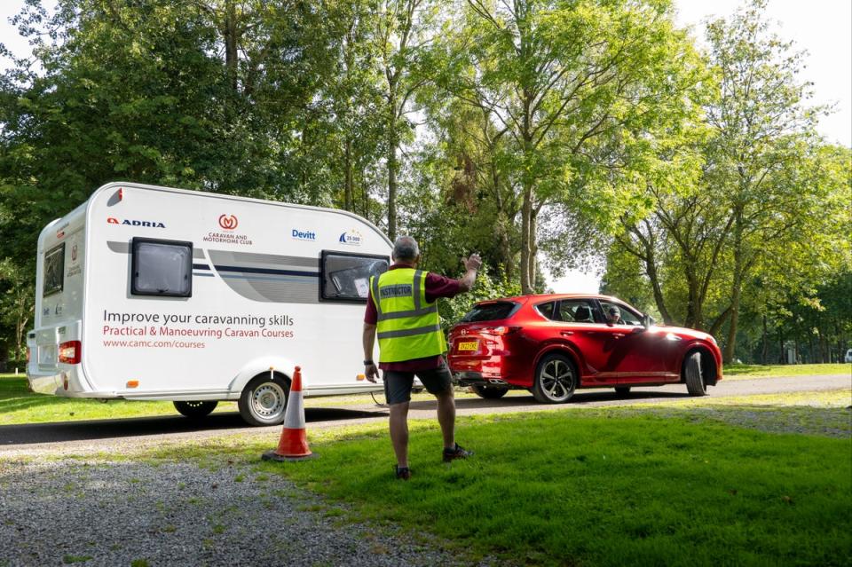 Reversing the Mazda and caravan combo into the bay (David Williams)