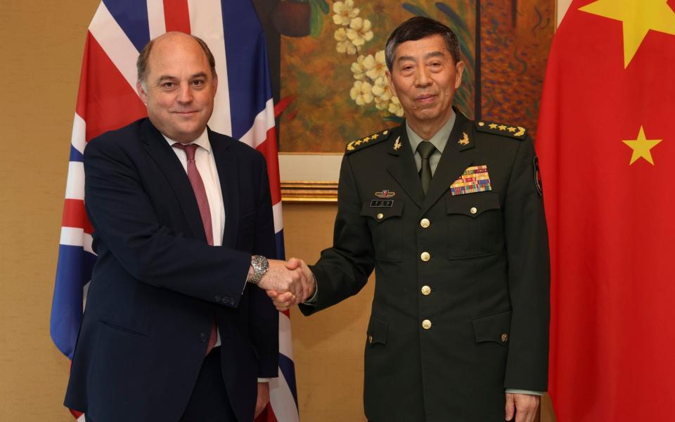 Defence Secretary Ben Wallace in a bilateral meeting with General Li Shangfu