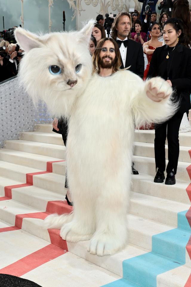 Jared Leto channels Karl Lagerfeld's furry feline friend at Met Gala in