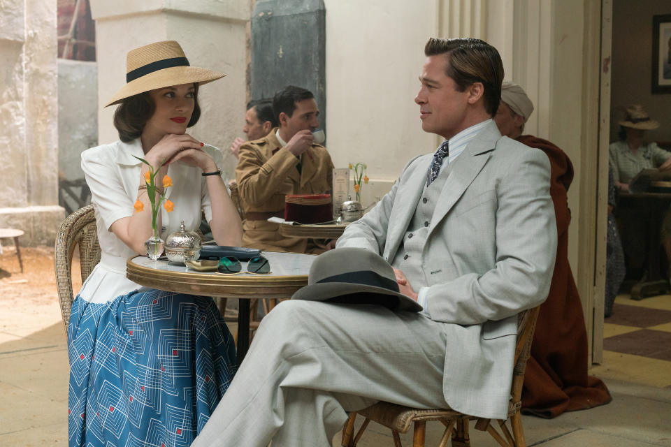 Brad Pitt plays Max Vatan and Marion Cotillard plays Marianne Beausejour in Allied from Paramount Pictures.